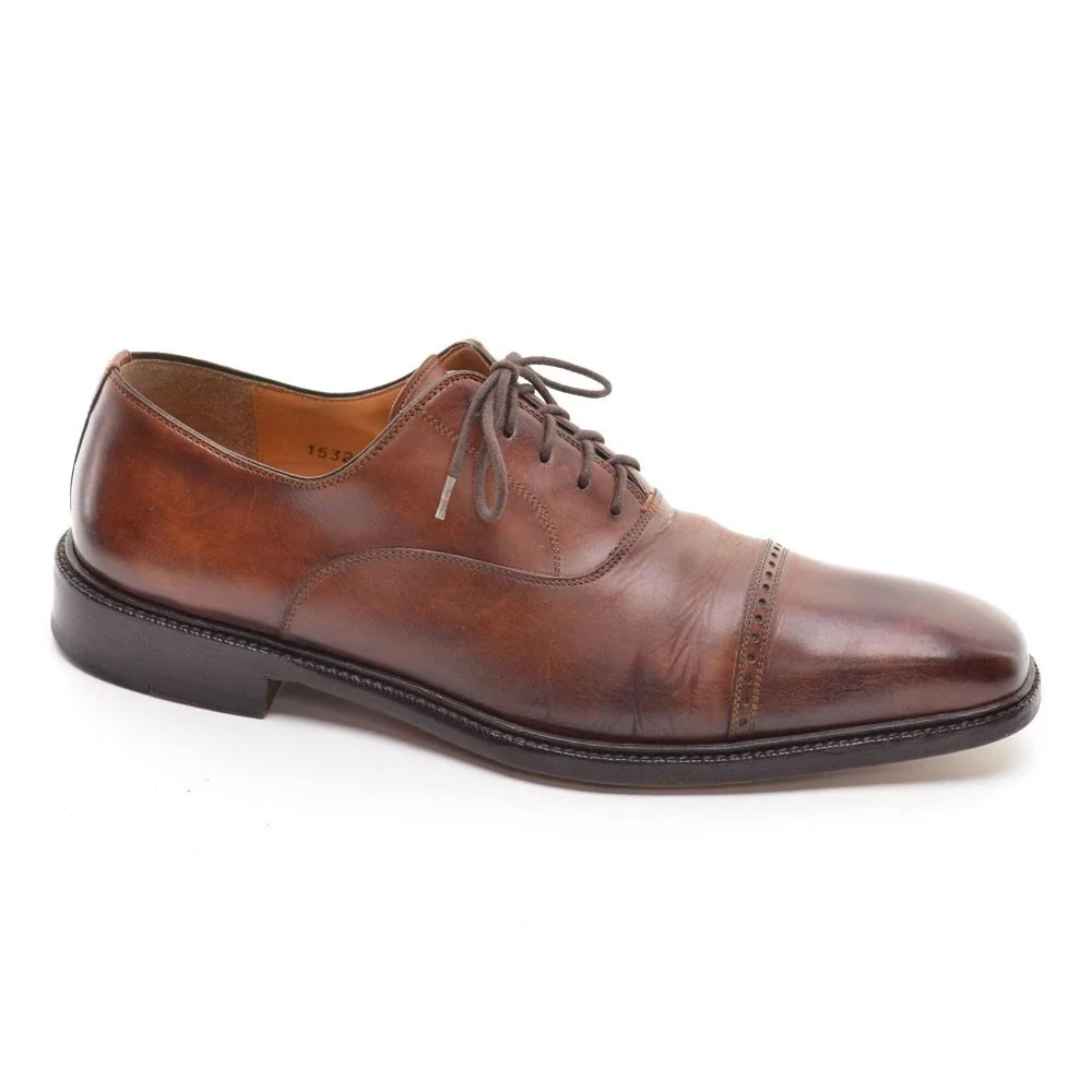 Men Magnanni Jaxton Burnished Brown Cap Toe Oxfords 41